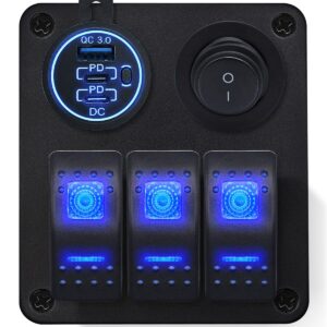 ProRide Schakelpaneel 12V voor Auto/Boot - USB/USB C Lader 3 Poorten met Schakelaar - QC3.0 - 3 schakelaars