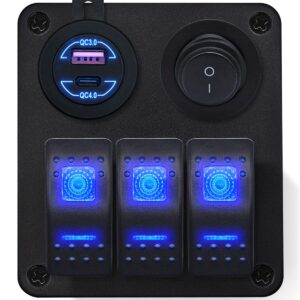 ProRide Schakelpaneel 12V voor Auto/Boot - USB Lader 2 Poorten met Schakelaar- QC4.0 - 3 schakelaars