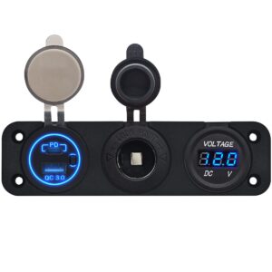 ProRide 12V USB Autolader 2 Poorten - QC3.0 - Voltmeter en 12V/24V Sigarettenplug - Drievoudig inbouw