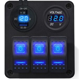 ProRide Schakelpaneel 12V voor Auto/Boot - USB Lader 2 Poorten met Voltmeter - 5V/2.4A - DS2114B - 3 Schakelaars