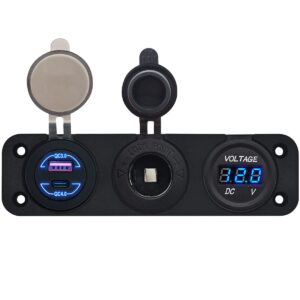ProRide 12V USB Autolader 2 Poorten - QC4.0 - Voltmeter en 12V/24V Sigarettenplug - Drievoudig inbouw