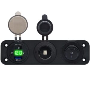 ProRide 12V USB Autolader 1 Poort - 5V/2.4A - Drievoudig inbouw paneel - Sigaretten stopcontact en Schakelaar