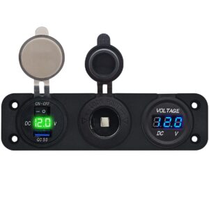 ProRide 12V USB Autolader 1 Poort - 5V/2.4A - Voltmeter en 12V/24V Sigarettenplug - Drievoudig inbouw