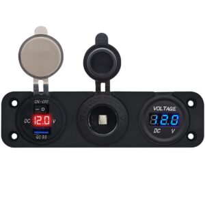 ProRide 12V USB Autolader 1 Poorten - Voltmeter en 12V/24V Sigarettenplug - Drievoudig inbouw