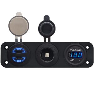 ProRide 12V USB C Autolader 2 Poorten - 30W/QC4.0 - Voltmeter en 12V/24V Sigarettenplug - Drievoudig inbouw