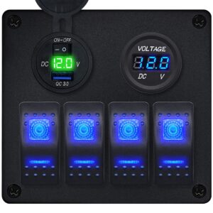 ProRide Schakelpaneel 12V voor Auto/Boot - USB Lader met Voltmeter - 5V/2.4A - 4 Schakelaars