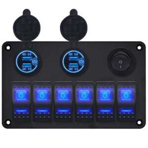 ProRide Schakelpaneel 12V voor Auto/Boot - USB Lader 4 poorten met Schakelaar - QC3.0 - 6 Schakelaars