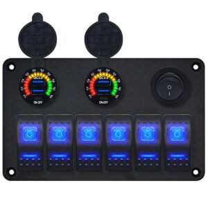 ProRide Schakelpaneel 12V voor Auto/Boot - USB Lader 4 Poorten met Schakelaar - QC3.0 - 6 Schakelaars