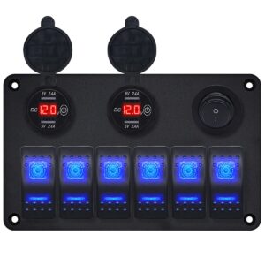 ProRide Schakelpaneel 12V voor Auto/Boot - USB Lader 4 Poorten met Schakelaar - 5V/2.4A - 6 Schakelaars