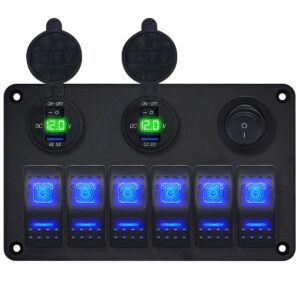ProRide Schakelpaneel 12V voor Auto/Boot - USB Lader 4 Poorten met Schakelaar - 5V/2.4A - 6 Schakelaars