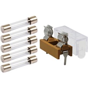 VLTG Zekeringhouder inbouw blok 5x20mm - 1.4A - Klein - F(snel) - inclusief 5x Glaszekeringen