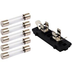 VLTG Zekeringhouder inbouw paneel 6.3x32mm - 5A - Groot - T(traag) - inclusief 5 Glaszekeringen