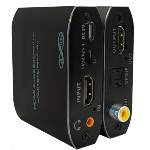 HDMI Audio Extractor 4K/2K - Audio Converter - HDMI In naar HDMI Out - Optisch (SPDIF), Coaxiaal + 3.5mm Audio - Met Voedingsadapter