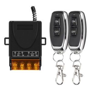 Draadloze Schakelaar - 230V 10A - 433MHz - Met 2 Afstandsbedieningen - 1-Kanaals - Max. 2300W - Zwart - Bereik tot 50m