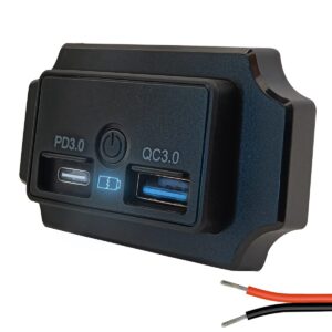 ProRide 12V USB C Autolader 2 Poorten Opbouw met Afdekklepje - USB A + USB C Stopcontact Auto, Boot en Camper - Aan/uit Knop - QC3.0 Snellader - Blauw