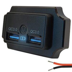 ProRide 12V USB Autolader 2 Poorten Opbouw - USB A Stopcontact Auto, Boot en Camper - Aan/uit Knop - QC3.0 Snellader - Complete set - Blauw