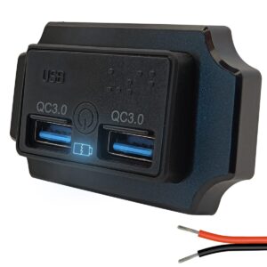 ProRide 12V USB Autolader 2 Poorten Opbouw met Braille en Afdekklepje - USB A Stopcontact Auto, Boot en Camper - Aan/uit Touch Knop - QC3.0 Snellader - Blauw