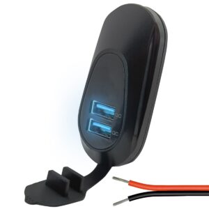 ProRide 12V USB Autolader 2 Poorten Opbouw Ovaal - USB A Stopcontact Auto, Boot en Camper - QC3.0 Snellader - Complete set - Blauw