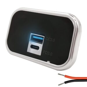 ProRide 12V USB C Autolader 2 Poorten Opbouw met Afdekklepje - USB A + USB C Stopcontact Auto, Boot en Camper - QC3.0 Snellader - Complete set - Blauw