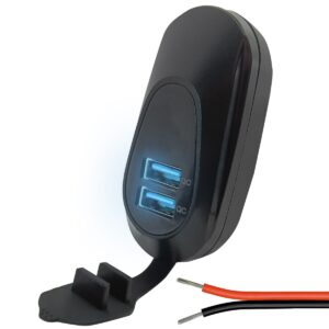 ProRide 12V USB Autolader 2 Poorten Opbouw Ovaal - USB A Stopcontact Auto, Boot en Camper - QC3.0 Snellader - Complete set - Blauw