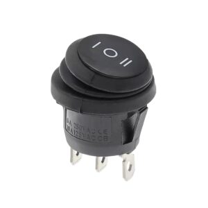 ProRide Rubberen SWD Wipschakelaar ON-OFF-ON - 3-pins - Rond - Spatwaterdicht - Max. 6A 250V - KCD2-IOI-ZW - Zwart