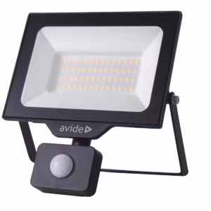 Avide LED Schijnwerper met Bewegingssensor - Floodlight - PIR - 50W - IP44 - Geblurd Glas - 220-240V - 4000K - Zwart