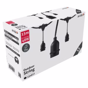 Avide Lichtsnoer 15 Meter - Buiten en Binnen - 15x E27 Fittingen - IP44 - AC85-265V - Geschikt voor Boten