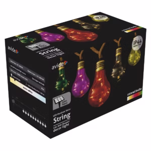 Avide Lichtsnoer 5 Meter Op Zonne Energie - Buiten - 10 Gekleurde Lichtbollen + 50 Micro Led Lampjes - Gekleurd Licht