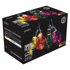 Avide Lichtsnoer 5 Meter Op Zonne Energie - Buiten - 10 Gekleurde Transparante Lichtbollen - IP44 - Gekleurd Licht