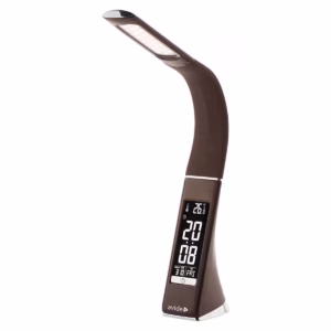Avide LED Bureaulamp Dimbaar 6W - Met Kalender + Alarm + Klok + Thermometer Functie - Flexibele Nek - 350 lumen - Bruin