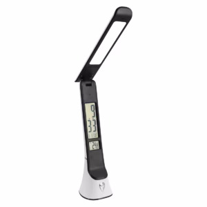 Avide LED Bureaulamp Hugo Dimbaar 6W - Met Kalender + Alarm + Klok + Thermometer Functie - 300 lumen - Zwart/Wit