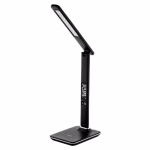 Avide LED Bureaulamp Nathan Dimbaar 6W - Met Kalender + Alarm + Klok + Thermometer Functie - 360 lumen - Zwart