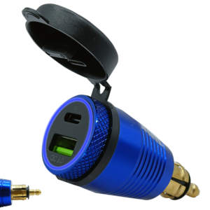 ProRide USB C Lader Motor - Din Hella - PD/QC3.0 - 12V/24V - Motor USB C Adapter 2 Poorten - Blauw