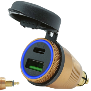 ProRide USB C Lader Motor - Din Hella - PD/QC3.0 - 12V/24V - Motor USB C Adapter 2 Poorten - Rosé goud