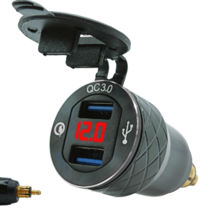 ProRide USB Lader Motor met Voltmeter - Din Hella - QC3.0 - 12V/24V - Motor USB Adapter 2 Poorten - Rood
