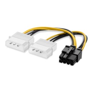 PC Voeding Adapter - PCIe 8-pins (m) - 2x 4-pins connector(v) voedingskabel - 0.15 meter