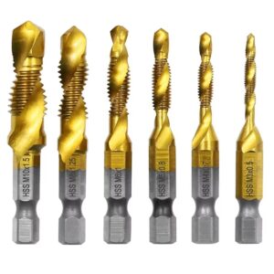 Boortap Set - Draadtap Boorset - Titanium Verguld - M3-M10 - 6 Stuks