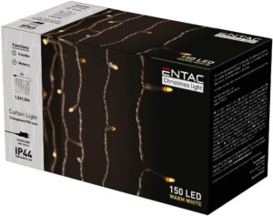 Entac LED Kerst Lichtgordijn 1.5x1.5m - Kerstverlichting voor Buiten en Binnen - Warm Wit Licht