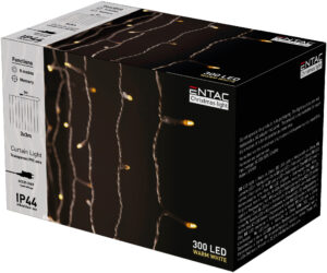 Entac LED Kerst Lichtgordijn 3x3m - Kerstverlichting voor Buiten en Binnen - Warm Wit Licht