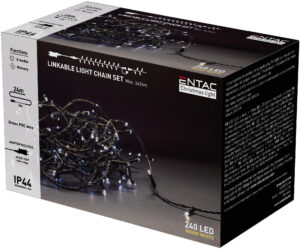 Entac LED Lichtsnoer Kerst 24m - Met Adapter - Kerstverlichting voor Buiten en Binnen - Koppelbaar - Warm Wit Licht