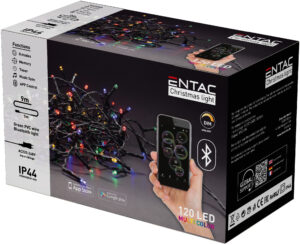 Entac Smart LED Lichtsnoer Kerst 9m - Bestuurbaar met App en Bluetooth - Kerstverlichting voor Buiten en Binnen - Gekleurd Licht RGB