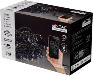 Entac Smart LED Lichtsnoer Kerst 9m - Bestuurbaar met App en Bluetooth - Kerstverlichting voor Buiten en Binnen - Warm Wit Licht