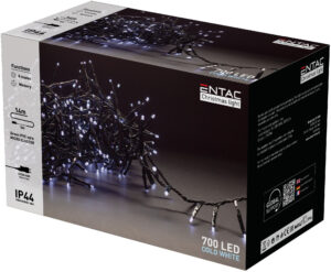 Entac Kerst Micro Cluster Lichtsnoer 14m - Kerstverlichting Buiten en Binnen - 700 LED Lampjes - Daglicht Wit