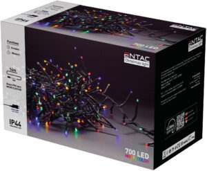 Entac Kerst Micro Cluster Lichtsnoer 14m - Kerstverlichting Buiten en Binnen - 700 LED Lampjes - Gekleurd Licht RGB