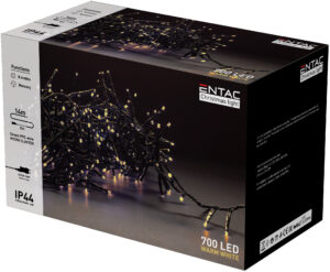Entac Kerst Micro Cluster Lichtsnoer 14m - Kerstverlichting Buiten en Binnen - 700 LED Lampjes - Warm Wit