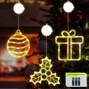 Kerstverlichting Raam Kerstcadeau + Kerstkrans + Kerstbal - ø18cm - Inclusief Batterijen - Kerstversiering met Zuignap