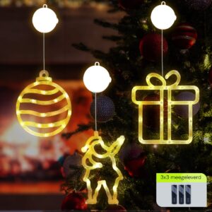 Kerstverlichting Raam Kerstcadeau + Kerstbal + Kerstman - ø18cm - Inclusief Batterijen - Kerstversiering met Zuignap