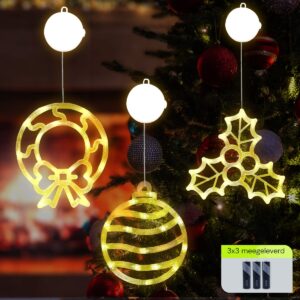 Kerstverlichting Raam Mistletoe + Kerstkrans + Kerstbal - ø18cm - Inclusief Batterijen - Kerstversiering met Zuignap