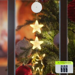 Kerstverlichting Raam Kerstman - 86cm - Inclusief Batterijen - Kerstversiering met Zuignap - Warm Wit