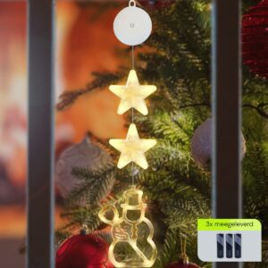Kerstverlichting Raam Sneeuwpop - 82cm - Inclusief Batterijen - Kerstversiering met Zuignap